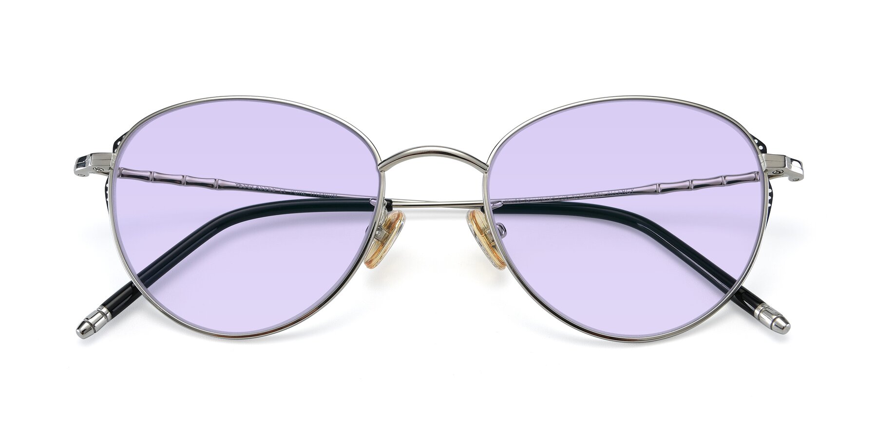 Folded Front of 90056 in Silver with Light Purple Tinted Lenses
