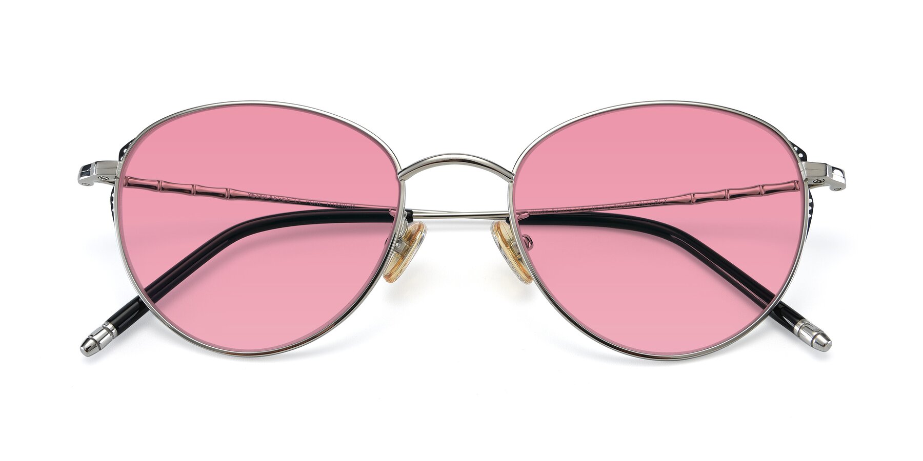 Folded Front of 90056 in Silver with Pink Tinted Lenses