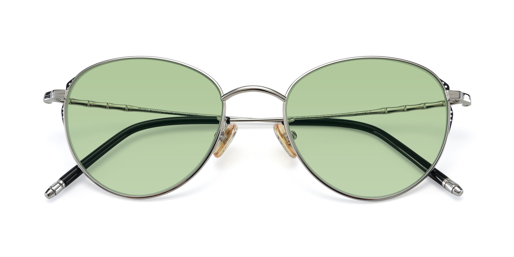 Folded Front of 90056 in Silver with Medium Green Tinted Lenses