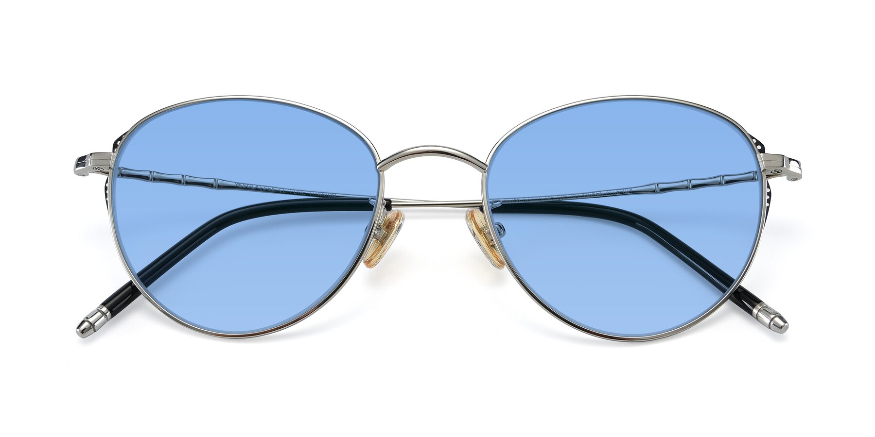 Folded Front of 90056 in Silver with Medium Blue Tinted Lenses