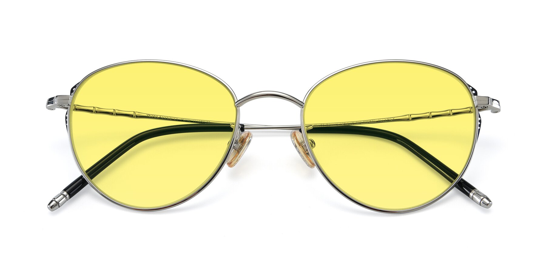 Folded Front of 90056 in Silver with Medium Yellow Tinted Lenses