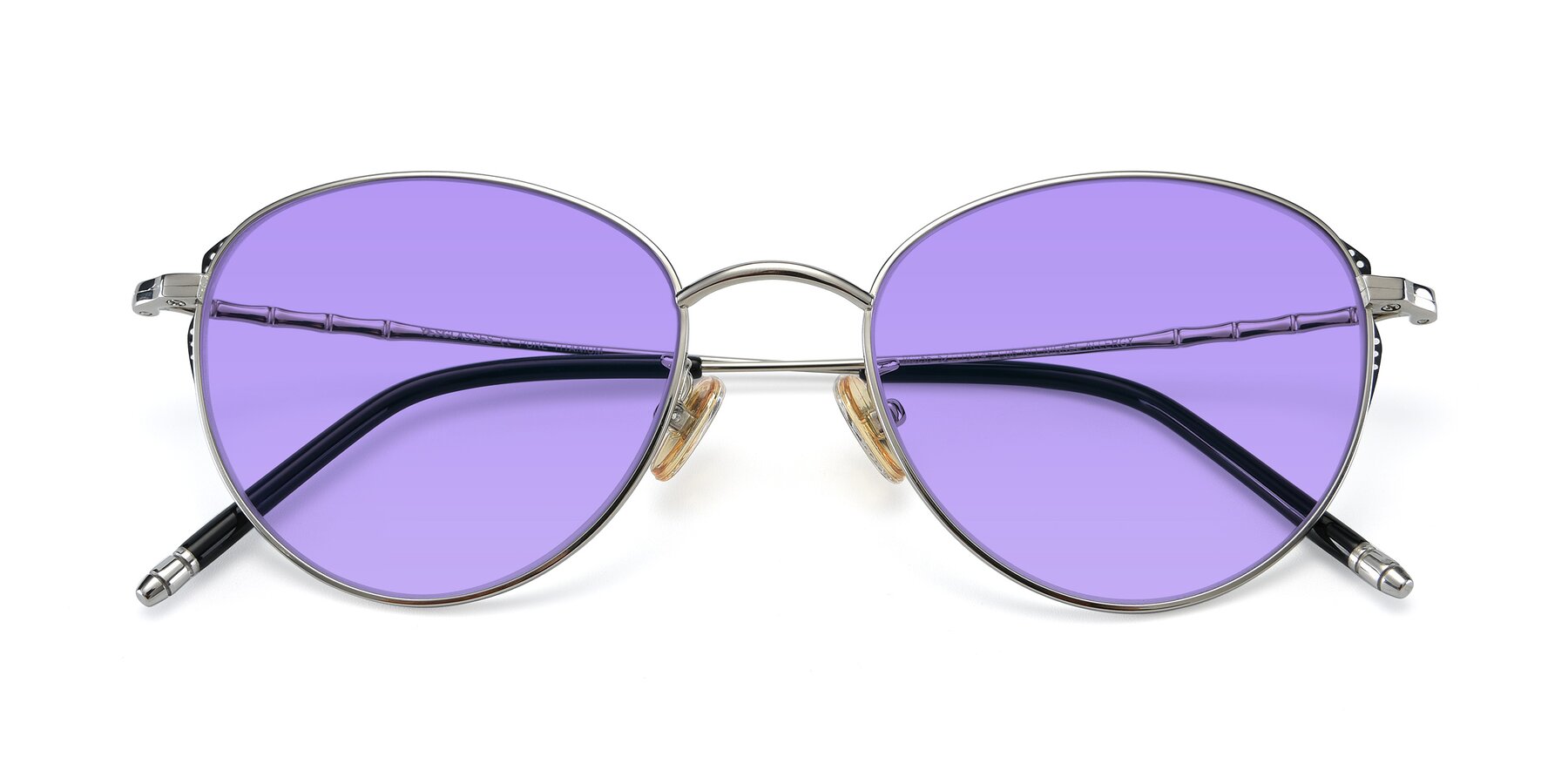 Folded Front of 90056 in Silver with Medium Purple Tinted Lenses