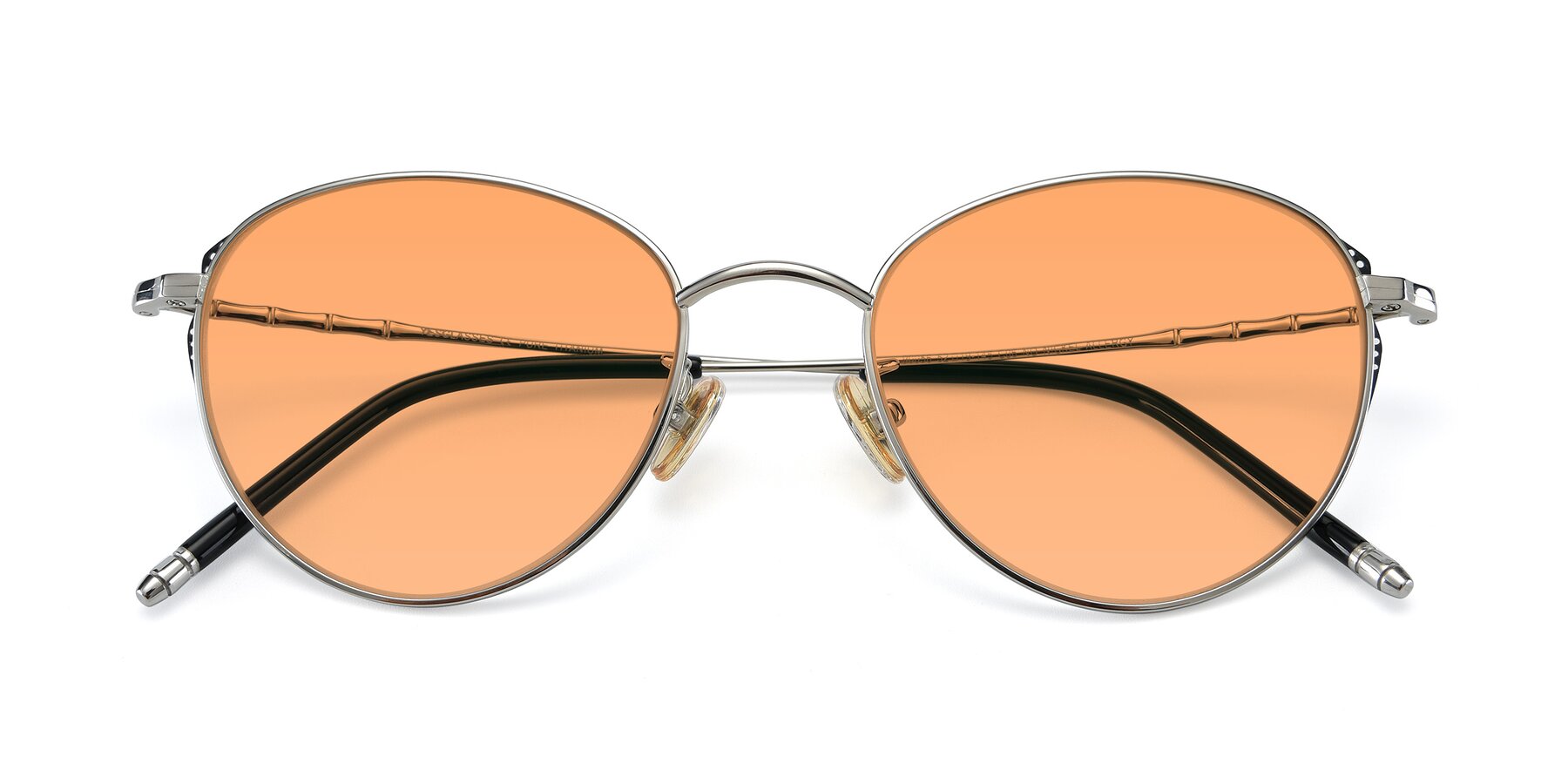 Folded Front of 90056 in Silver with Medium Orange Tinted Lenses