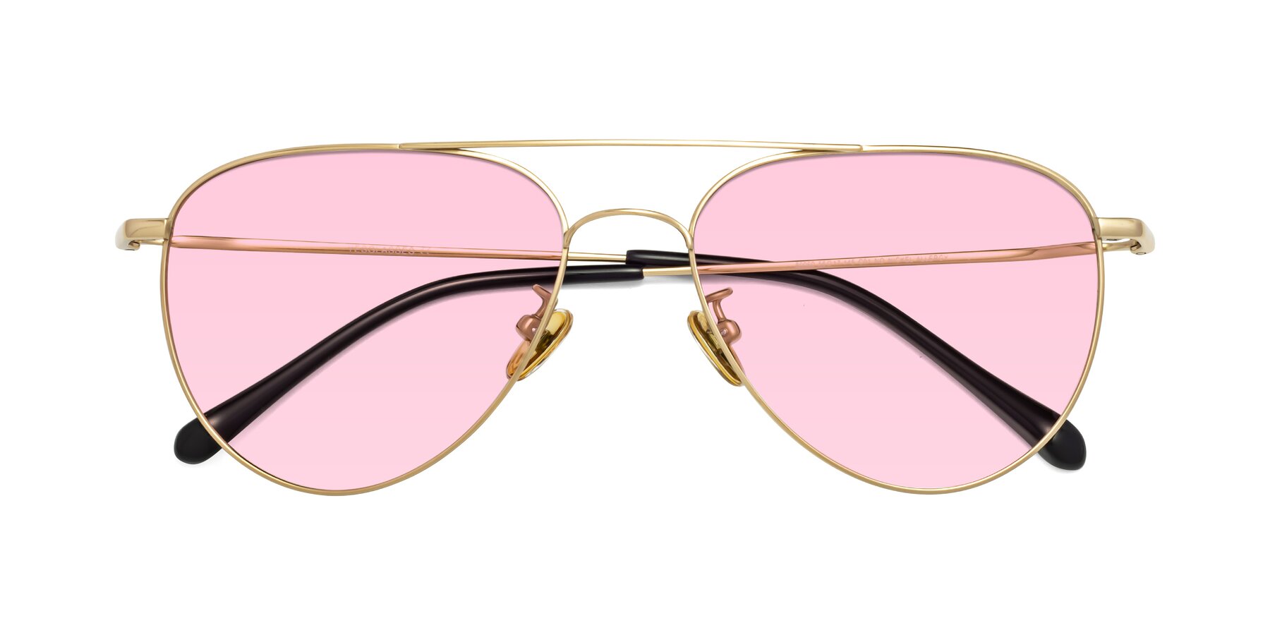 Folded Front of Hindley in Gold with Light Pink Tinted Lenses