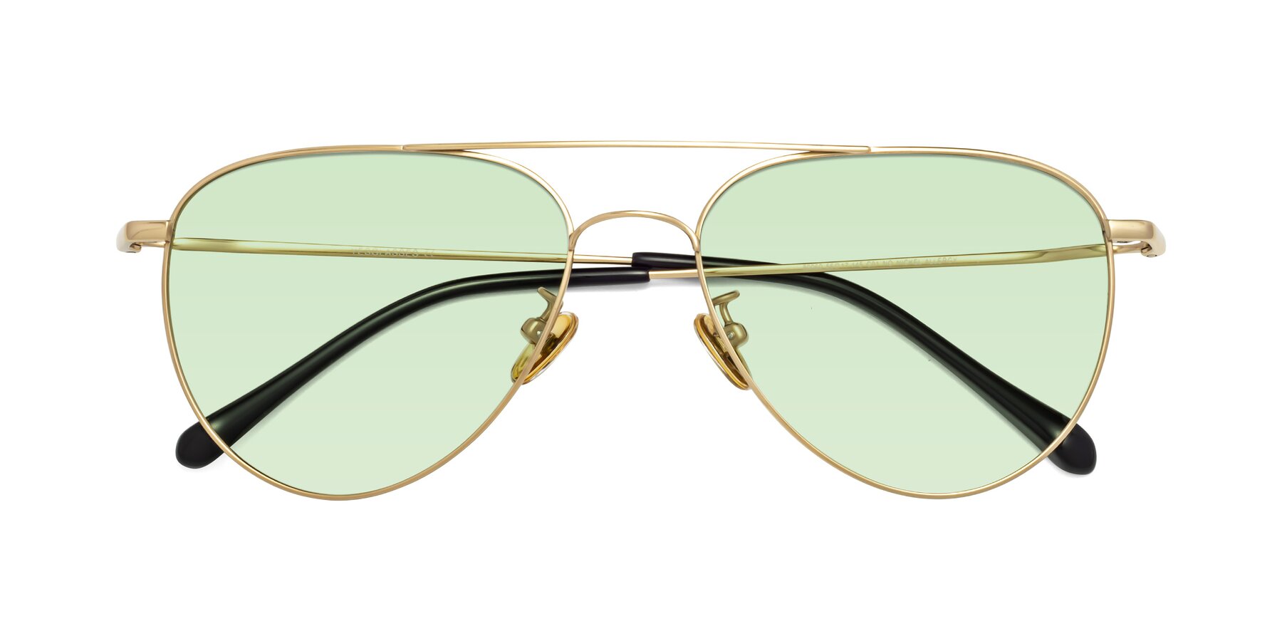 Folded Front of Hindley in Gold with Light Green Tinted Lenses