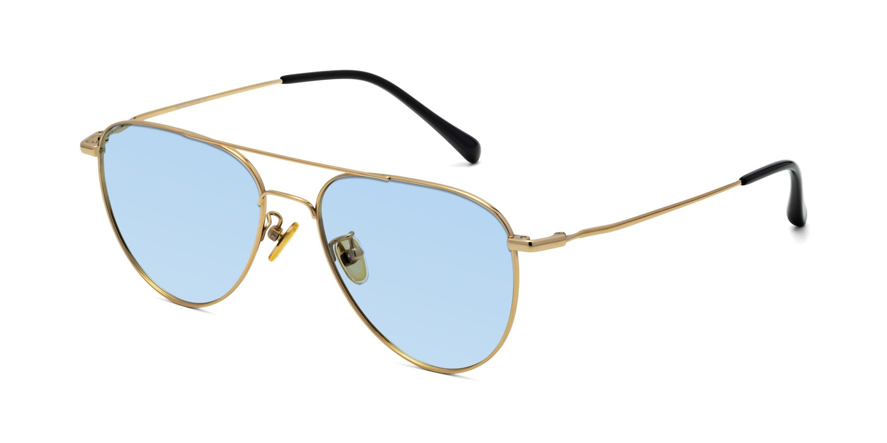 Angle of Hindley in Gold with Light Blue Tinted Lenses