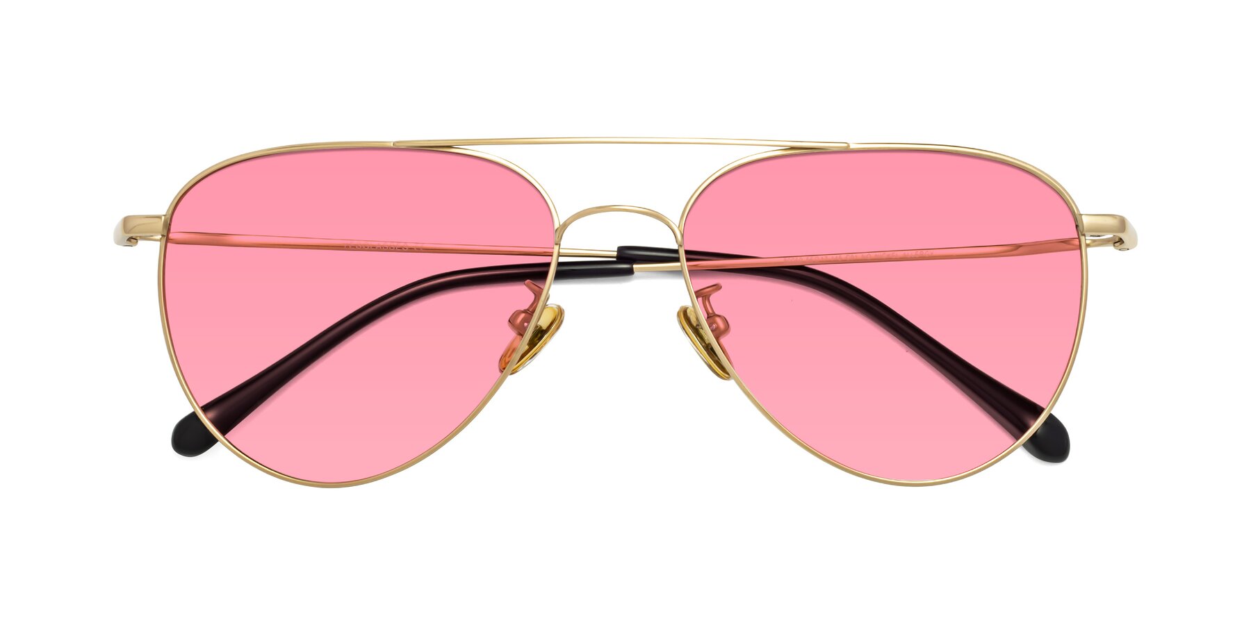 Folded Front of Hindley in Gold with Pink Tinted Lenses