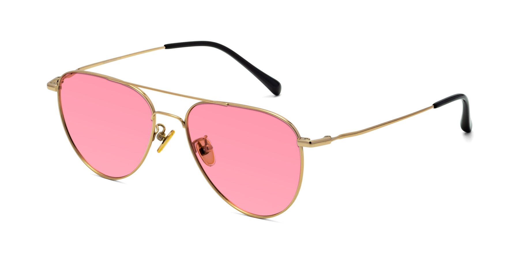 Angle of Hindley in Gold with Pink Tinted Lenses