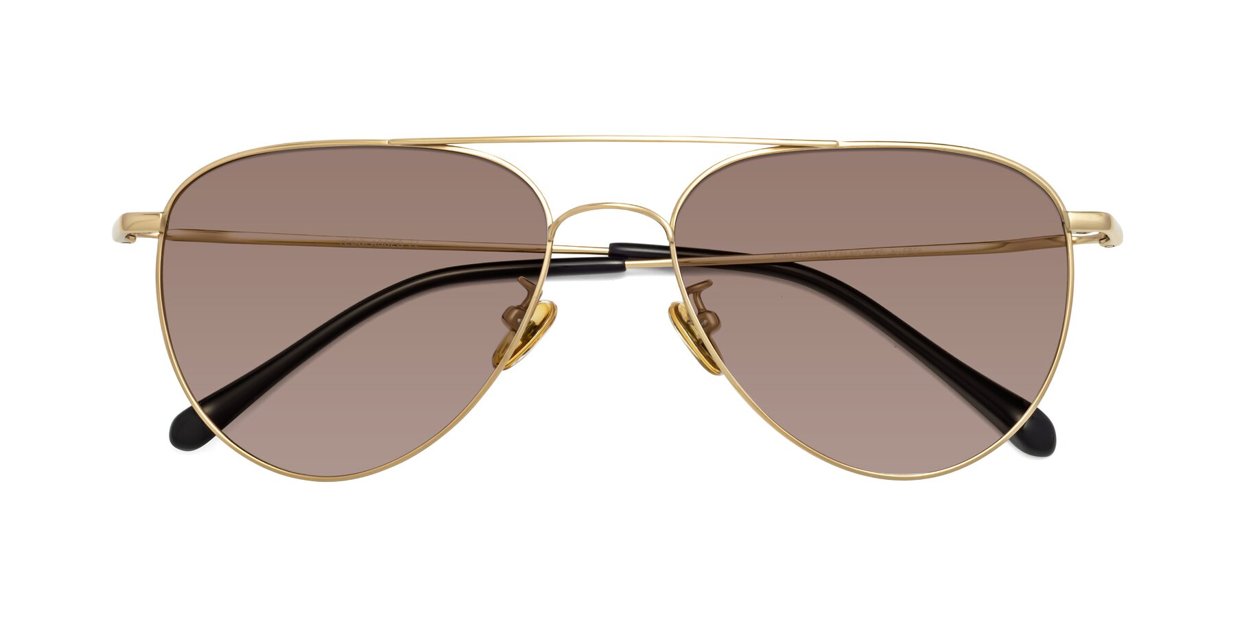 Folded Front of Hindley in Gold with Medium Brown Tinted Lenses