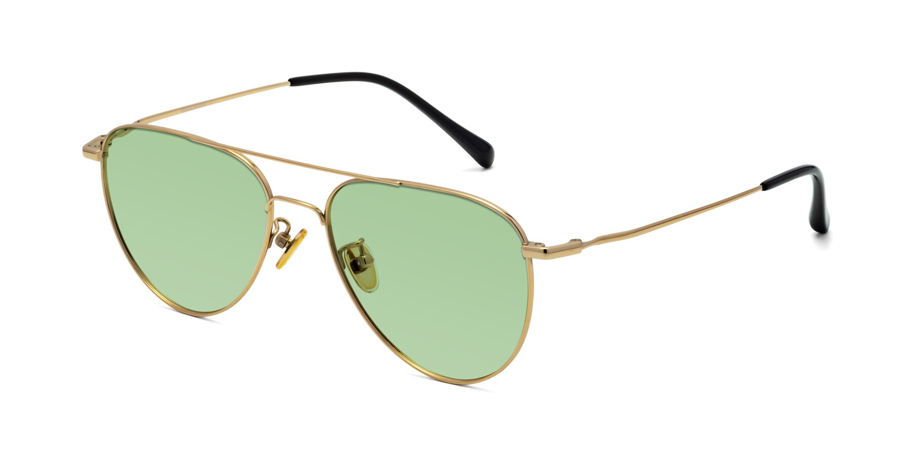 Angle of Hindley in Gold with Medium Green Tinted Lenses