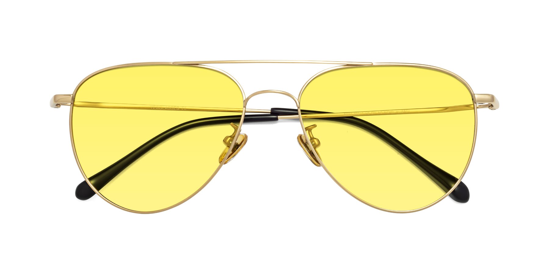 Folded Front of Hindley in Gold with Medium Yellow Tinted Lenses
