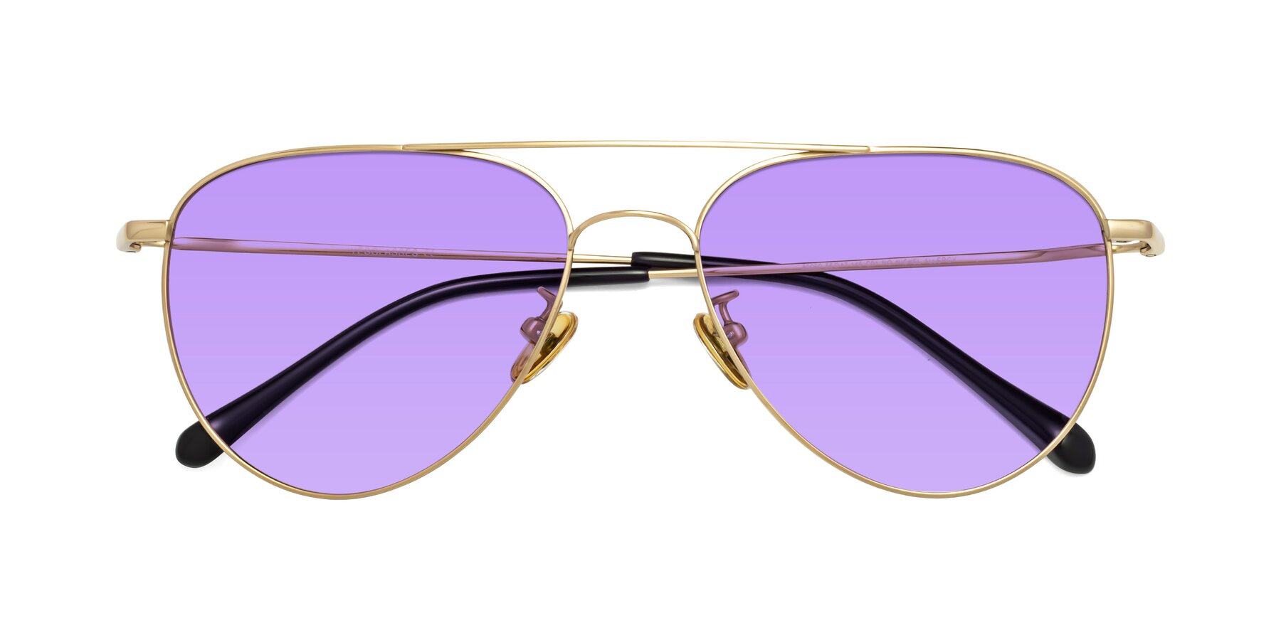 Folded Front of Hindley in Gold with Medium Purple Tinted Lenses