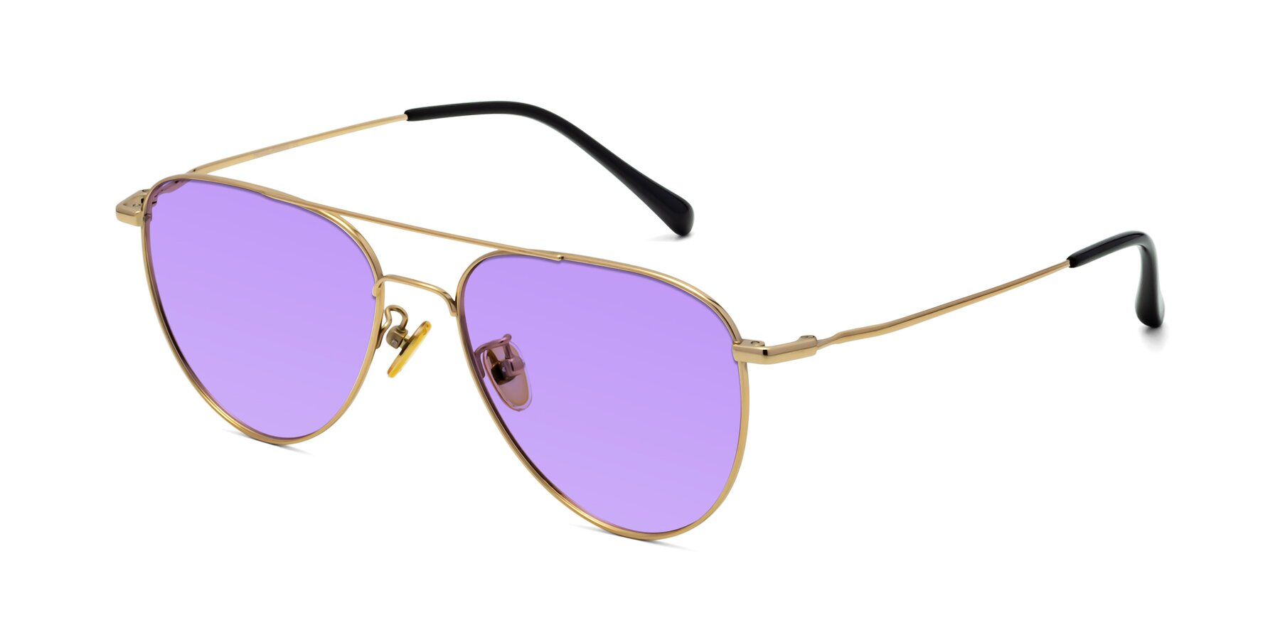 Angle of Hindley in Gold with Medium Purple Tinted Lenses