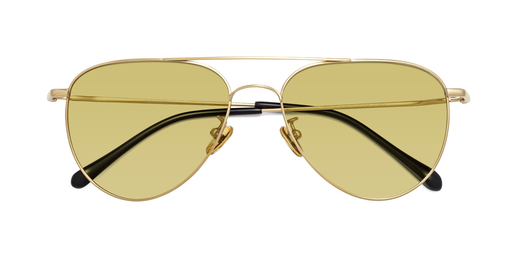 Folded Front of Hindley in Gold with Medium Champagne Tinted Lenses