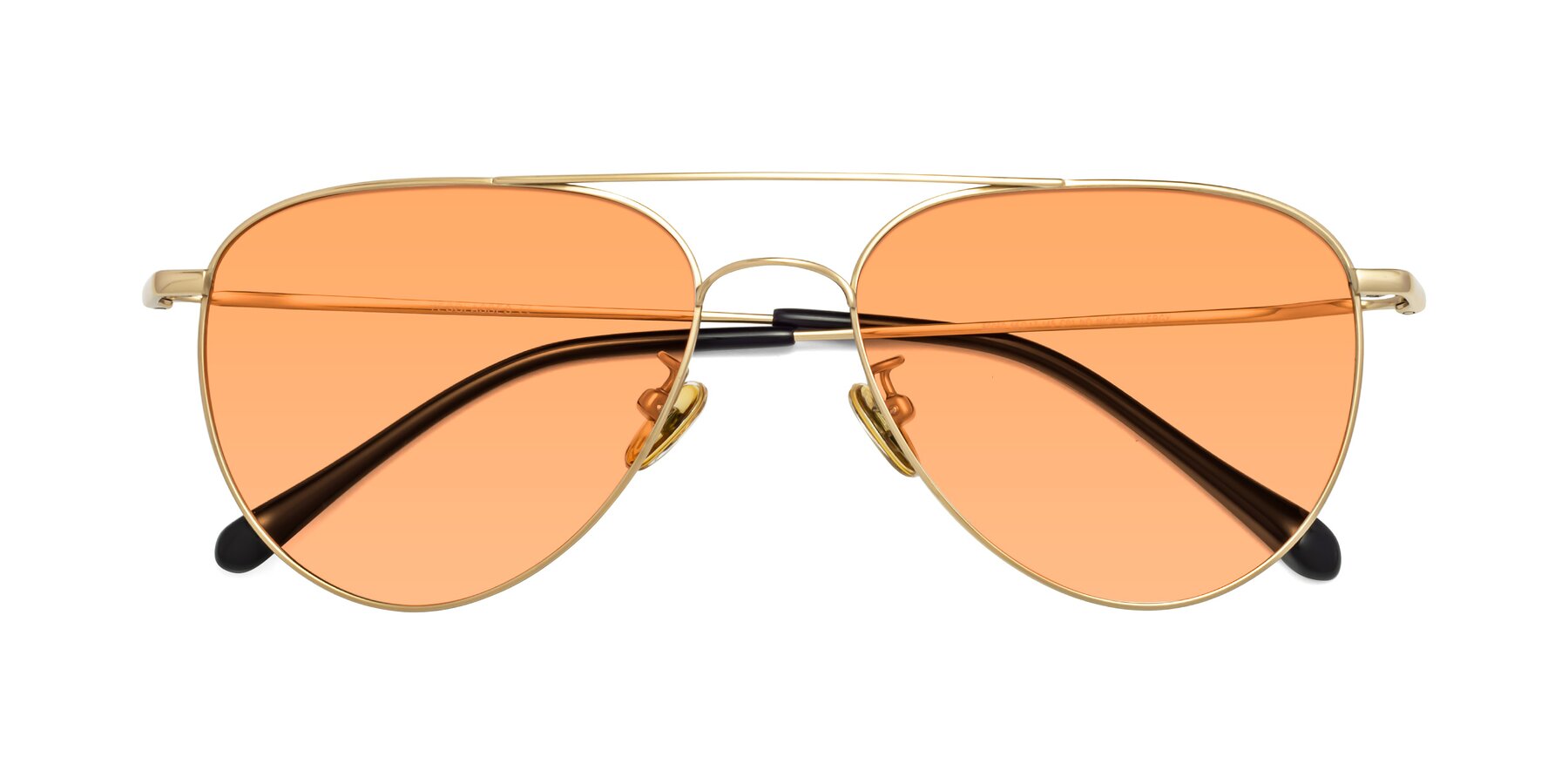 Folded Front of Hindley in Gold with Medium Orange Tinted Lenses