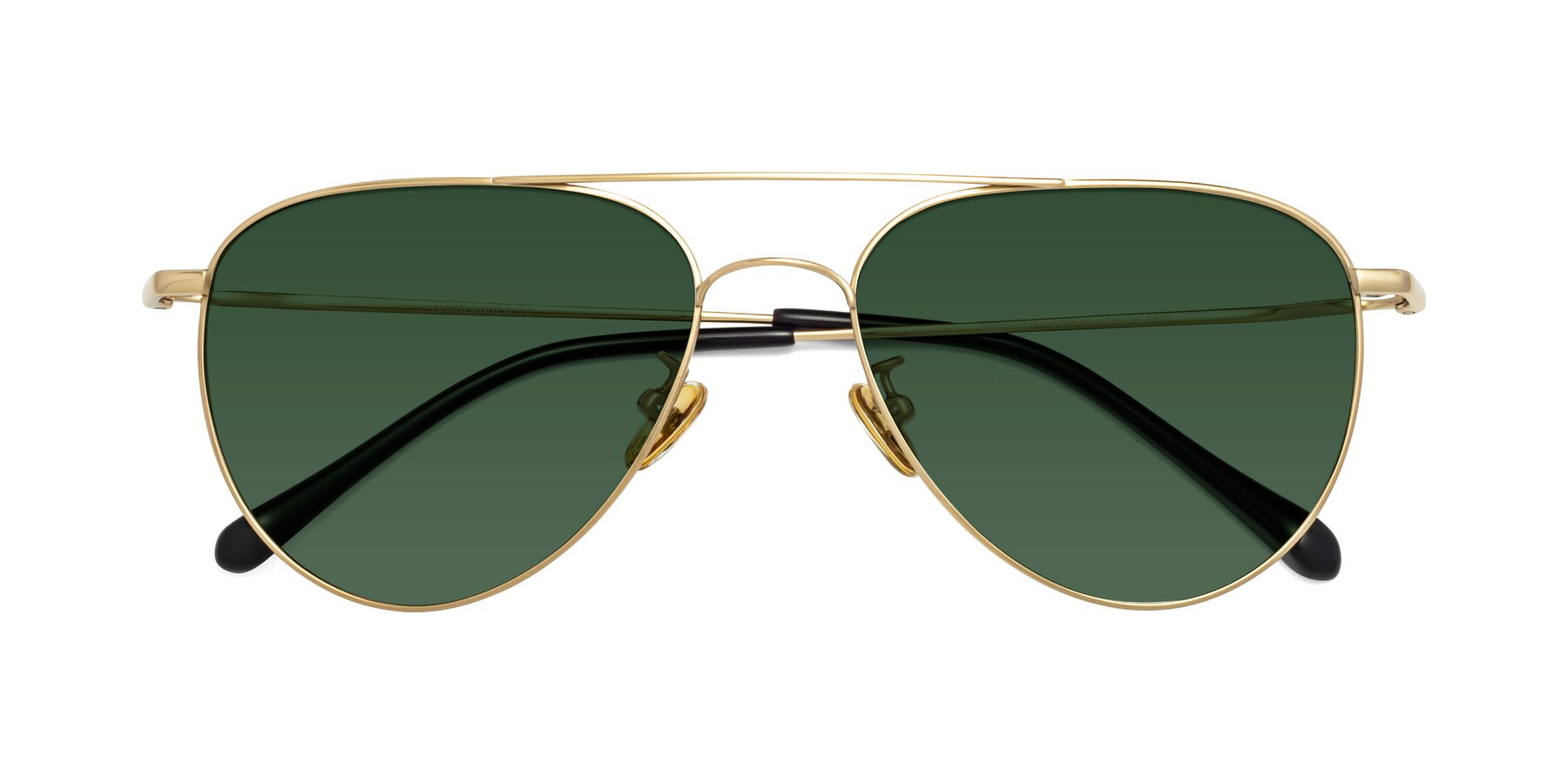 Folded Front of Hindley in Gold with Green Tinted Lenses