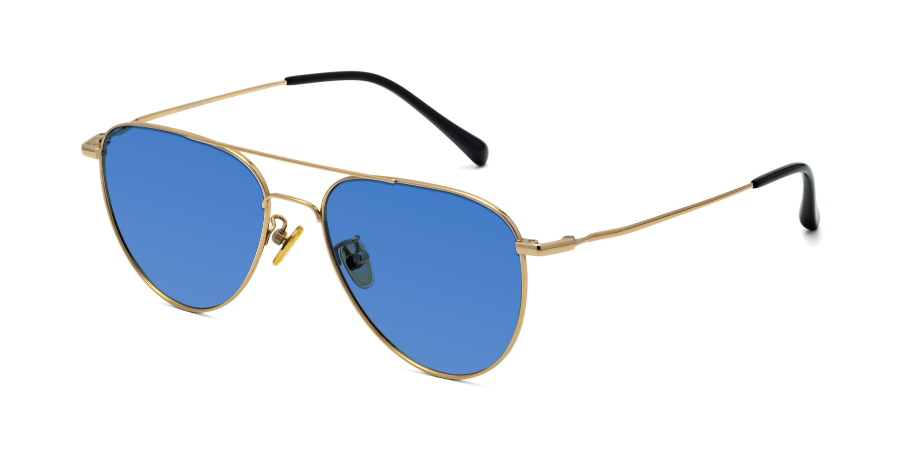 Angle of Hindley in Gold with Blue Tinted Lenses