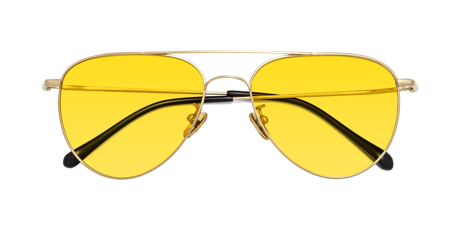 Gold Classic Titanium Aviator Tinted Sunglasses with Yellow Sunwear — free download