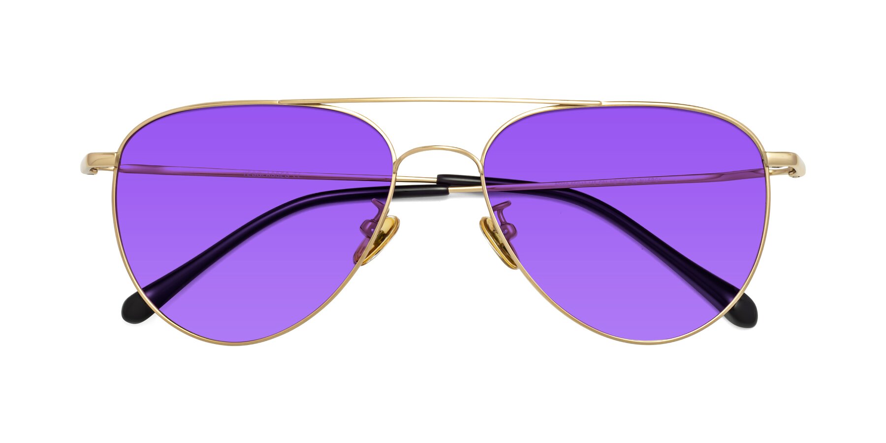 Folded Front of Hindley in Gold with Purple Tinted Lenses