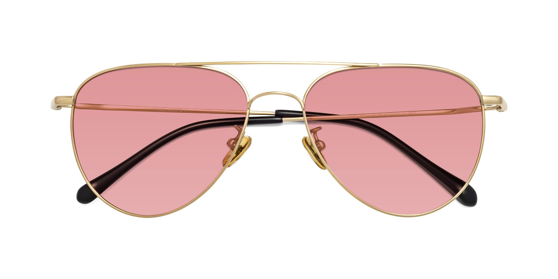 Folded Front of Hindley in Gold with Medium Garnet Tinted Lenses