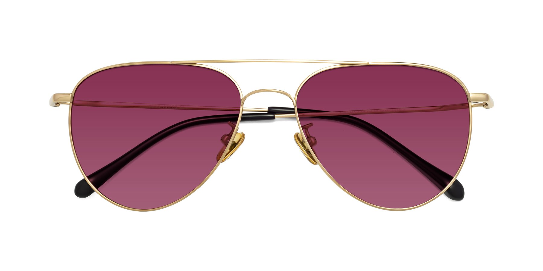 Folded Front of Hindley in Gold with Wine Tinted Lenses