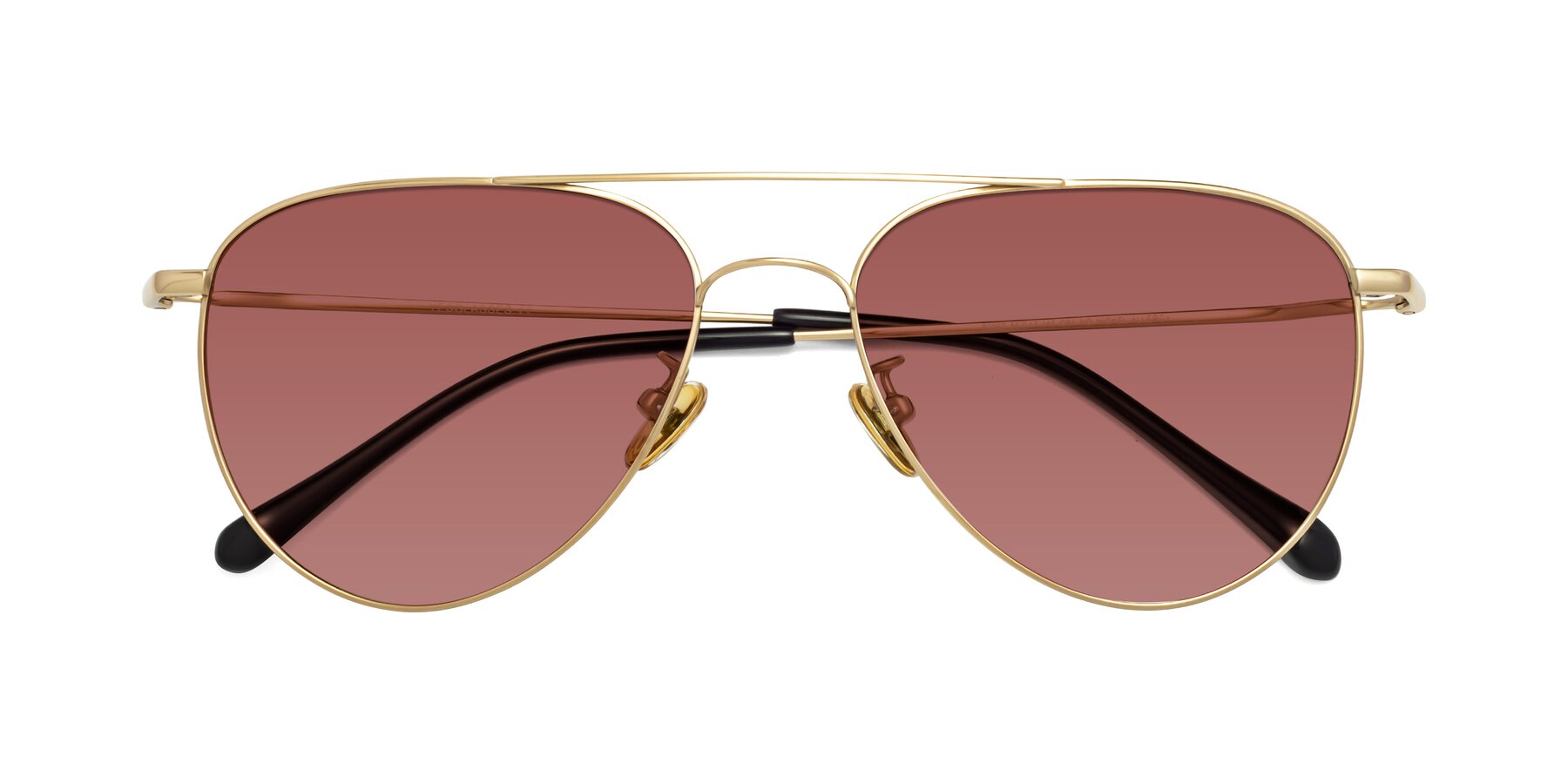 Folded Front of Hindley in Gold with Garnet Tinted Lenses