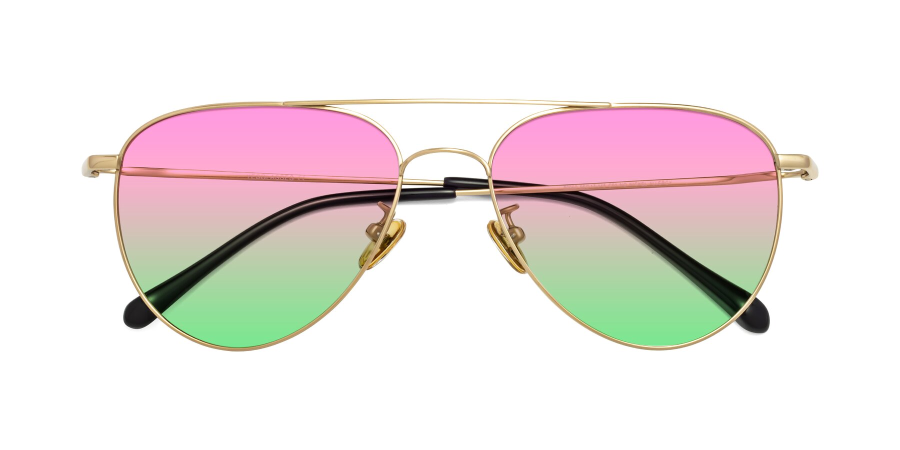 Folded Front of Hindley in Gold with Pink / Green Gradient Lenses