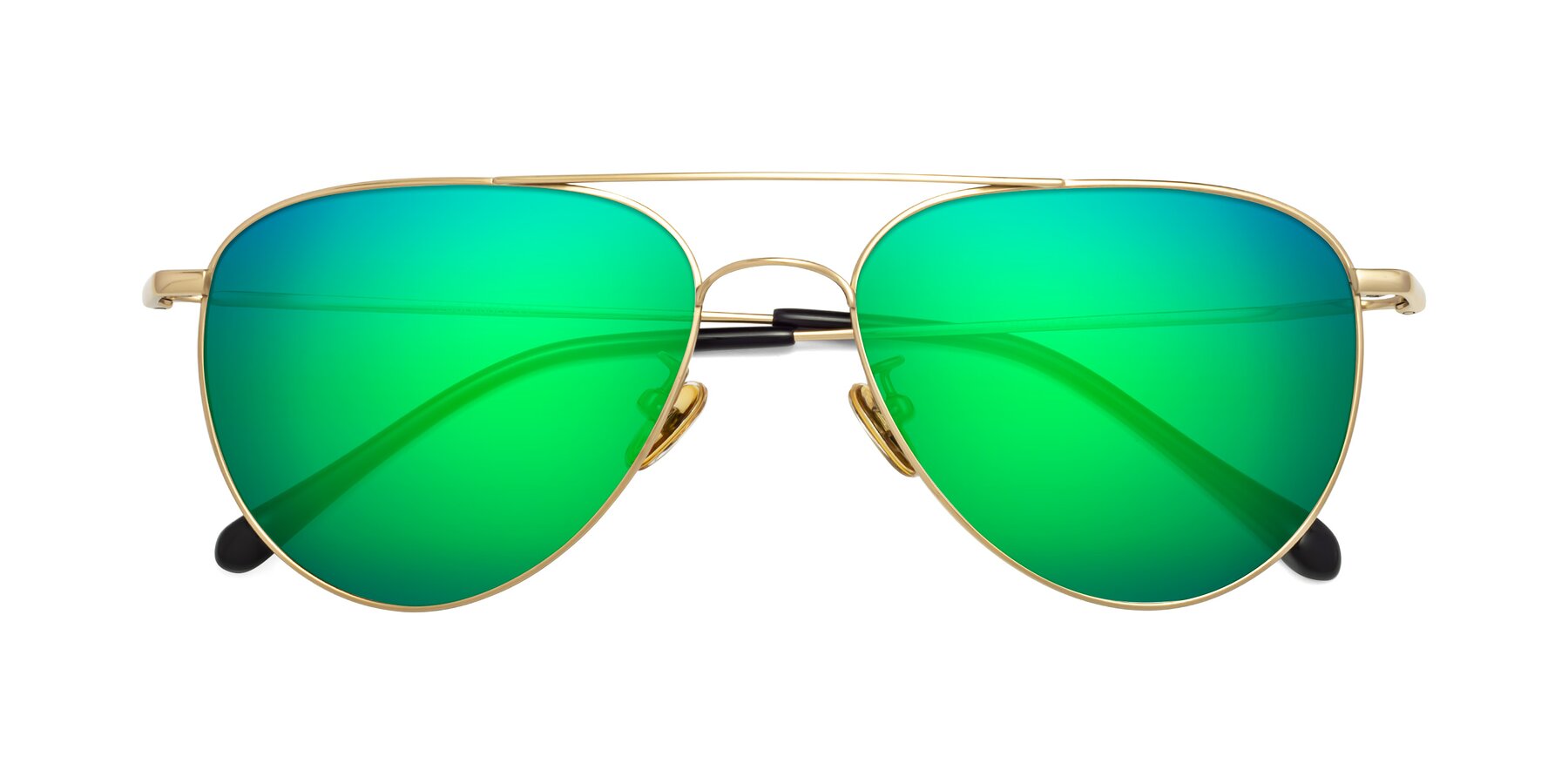 Folded Front of Hindley in Gold with Green Mirrored Lenses