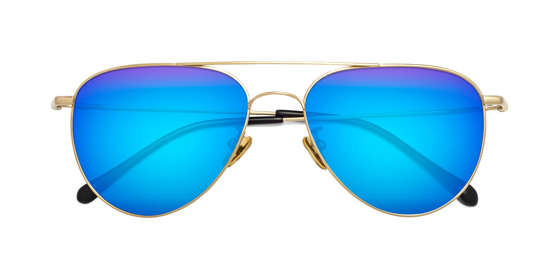 Folded Front of 80060 in Gold with Blue Mirrored Lenses