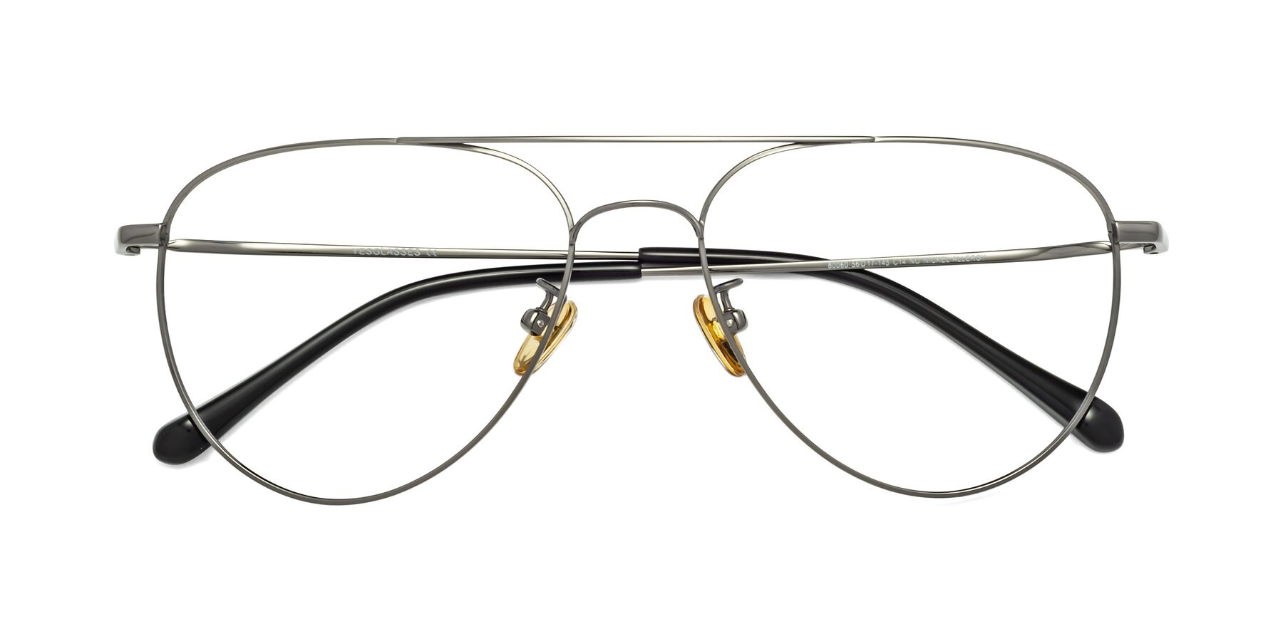 Folded Front of Hindley in Gunmetal with Clear Reading Eyeglass Lenses
