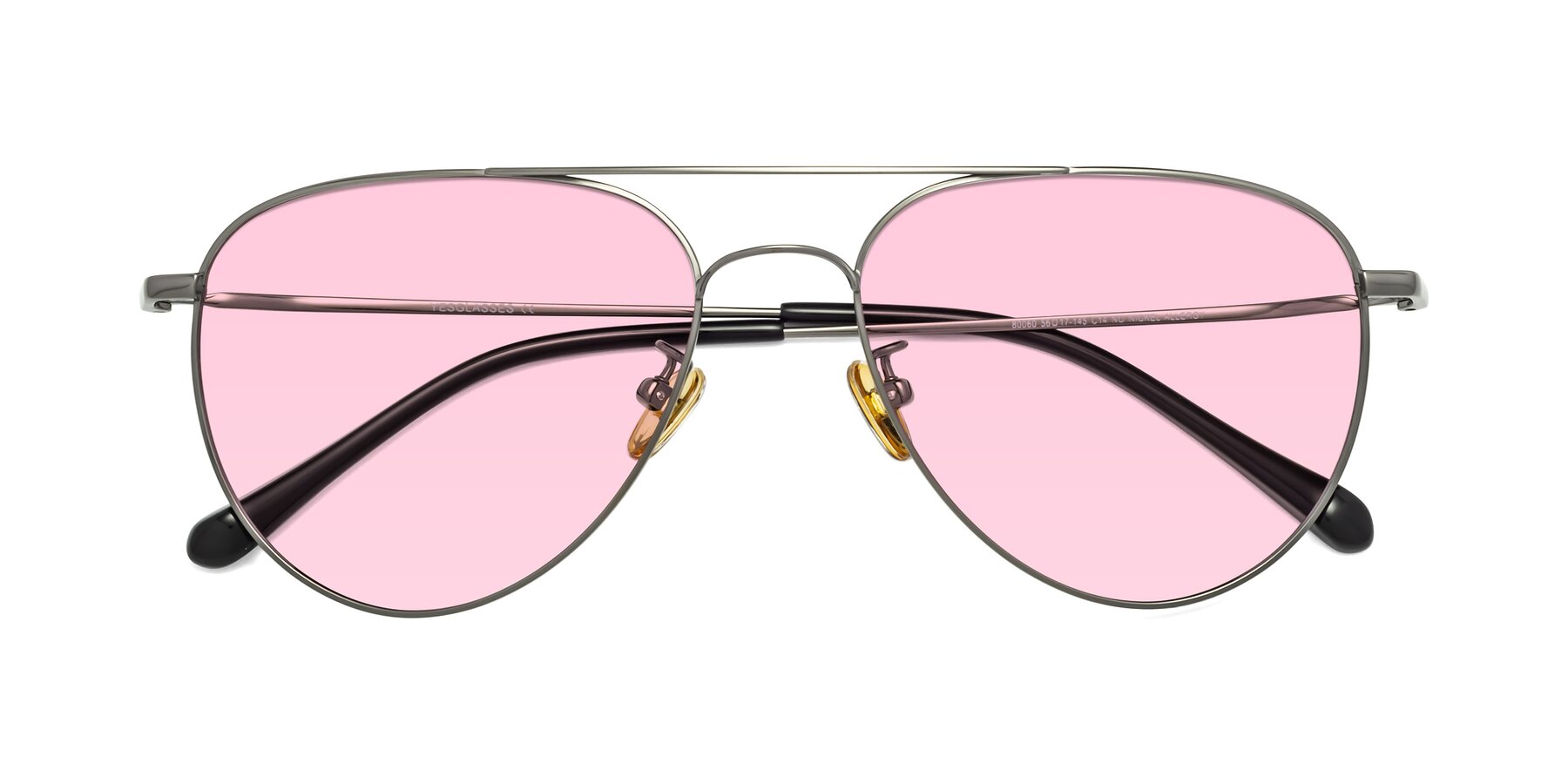 Folded Front of Hindley in Gunmetal with Light Pink Tinted Lenses