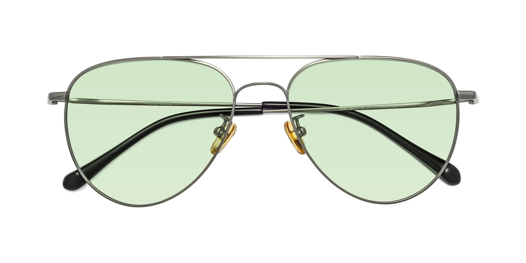 Folded Front of Hindley in Gunmetal with Light Green Tinted Lenses