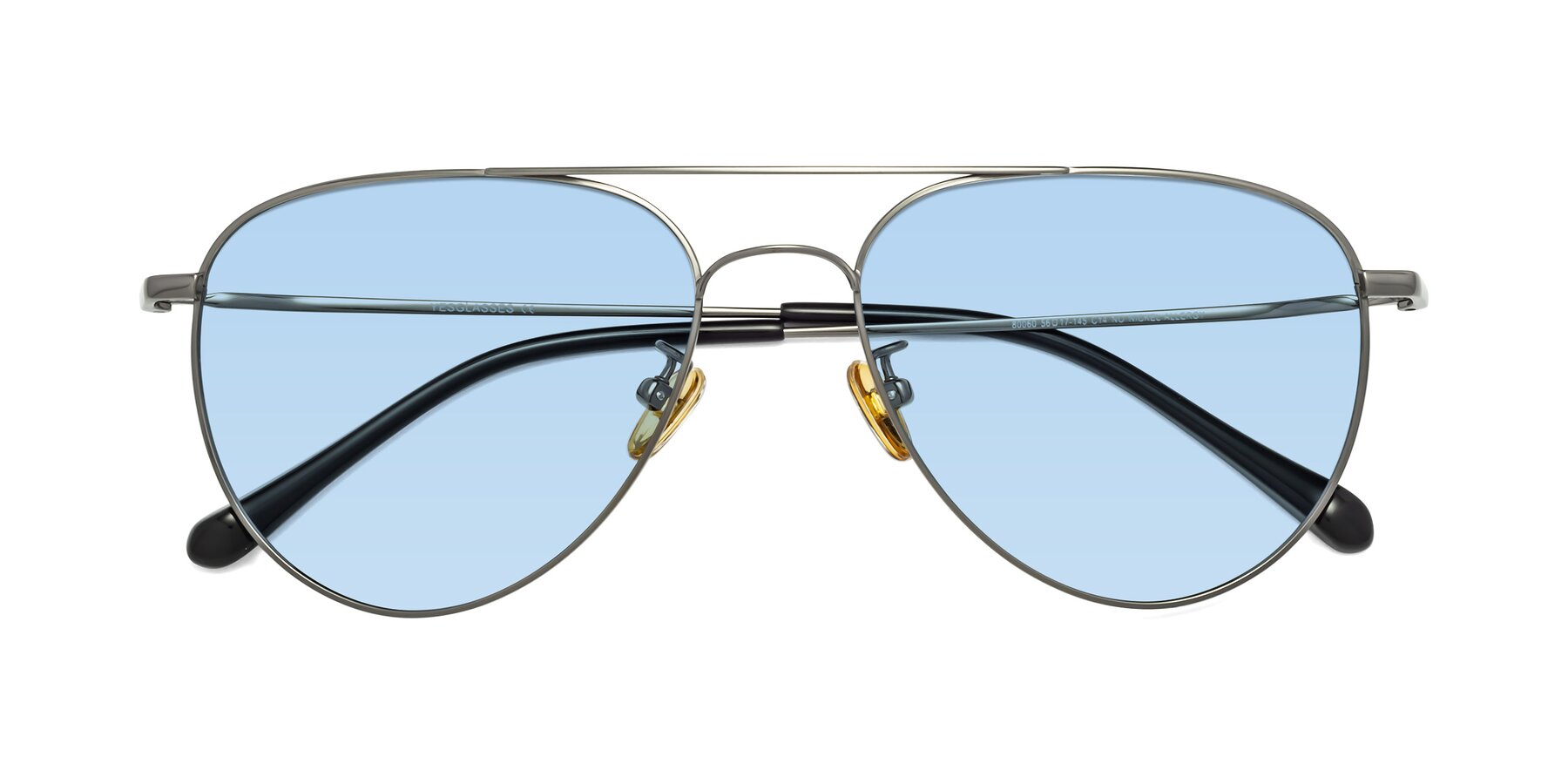 Folded Front of Hindley in Gunmetal with Light Blue Tinted Lenses