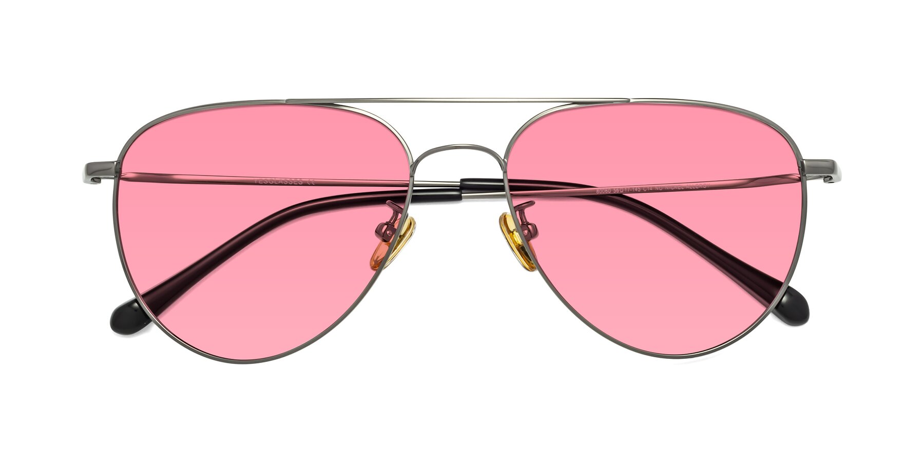 Folded Front of Hindley in Gunmetal with Pink Tinted Lenses
