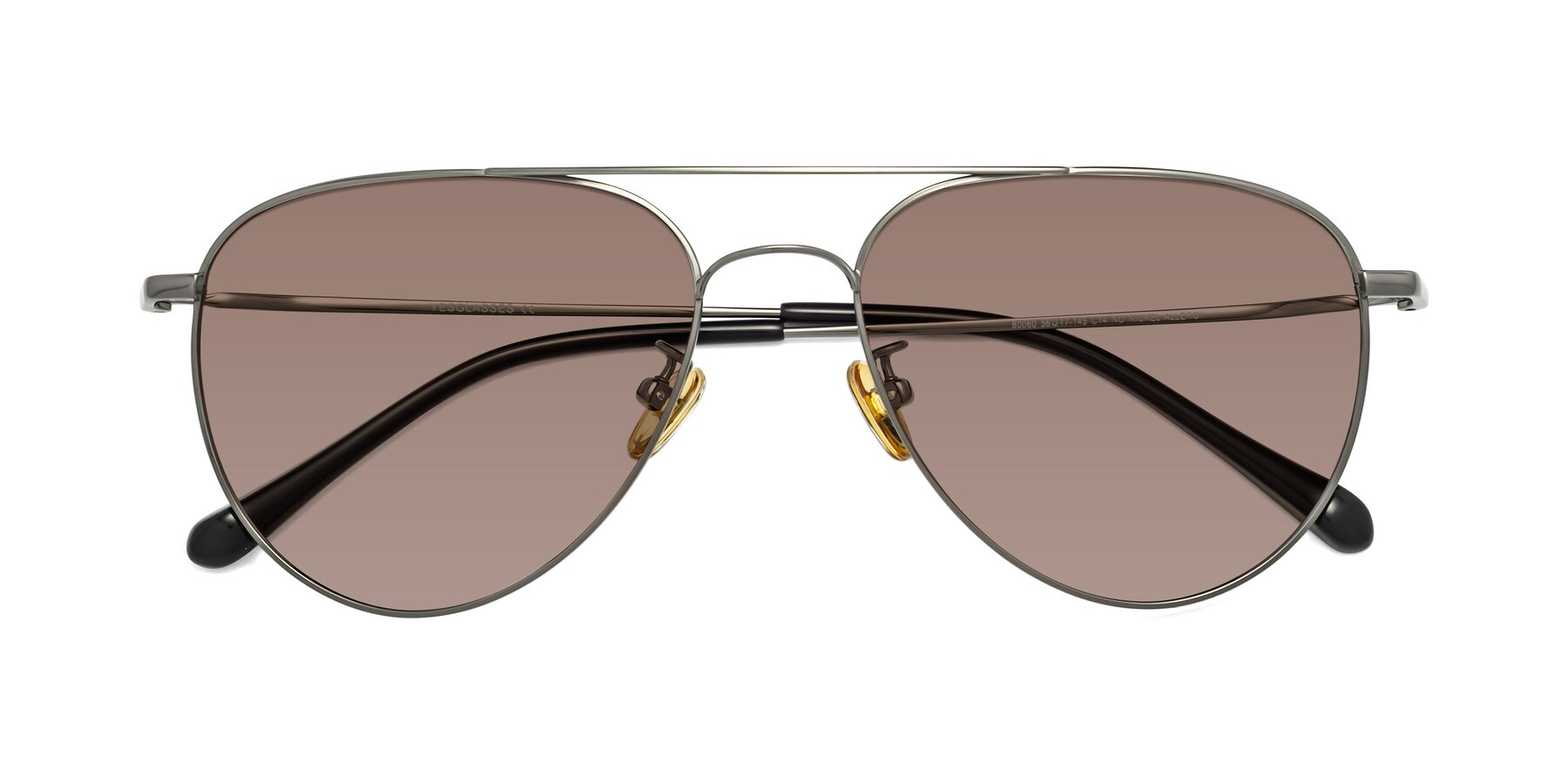 Folded Front of Hindley in Gunmetal with Medium Brown Tinted Lenses