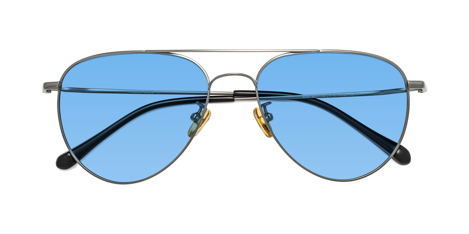 Folded Front of Hindley in Gunmetal with Medium Blue Tinted Lenses