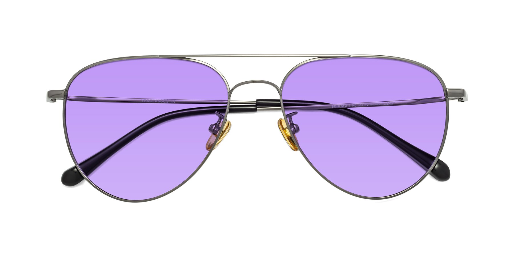 Folded Front of Hindley in Gunmetal with Medium Purple Tinted Lenses