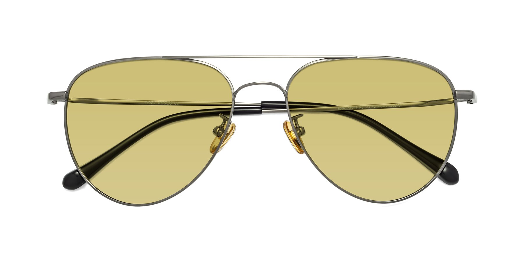 Folded Front of Hindley in Gunmetal with Medium Champagne Tinted Lenses