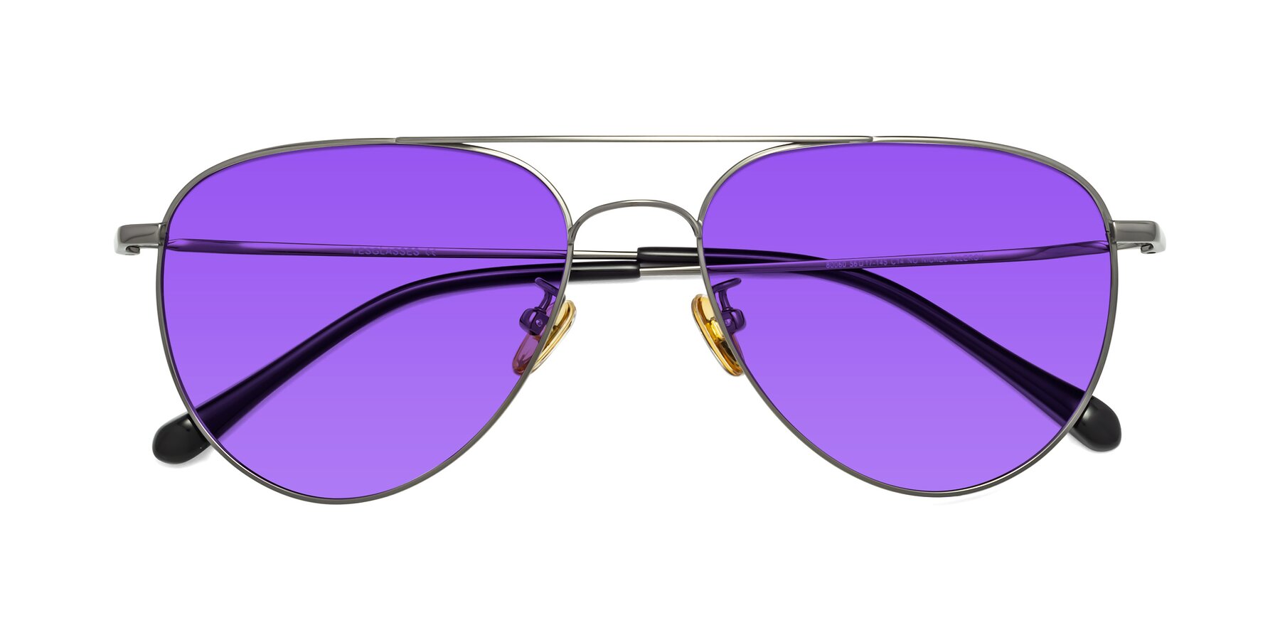Folded Front of Hindley in Gunmetal with Purple Tinted Lenses