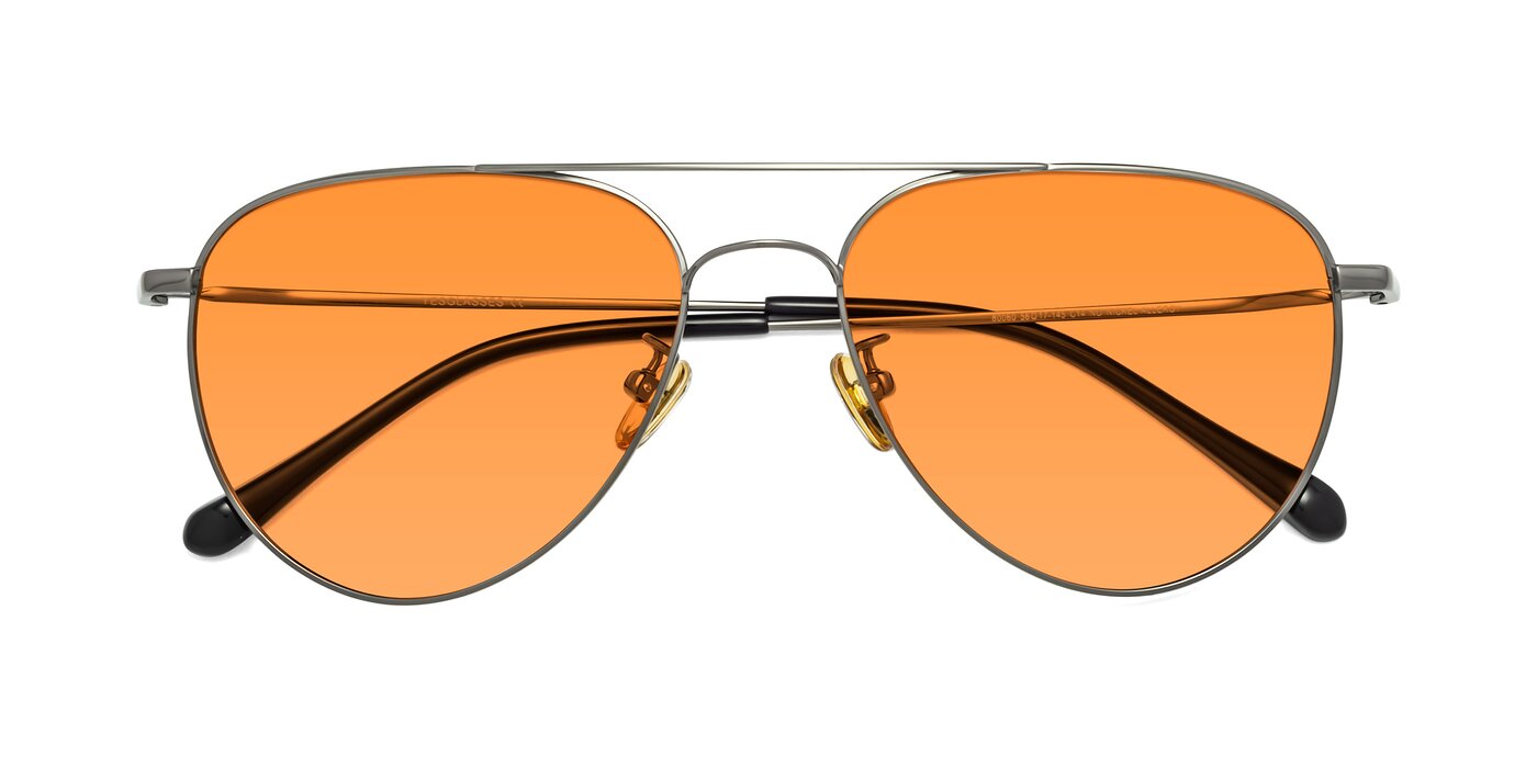 Gunmetal Classic Titanium Aviator Tinted Sunglasses with Orange Sunwear — free download