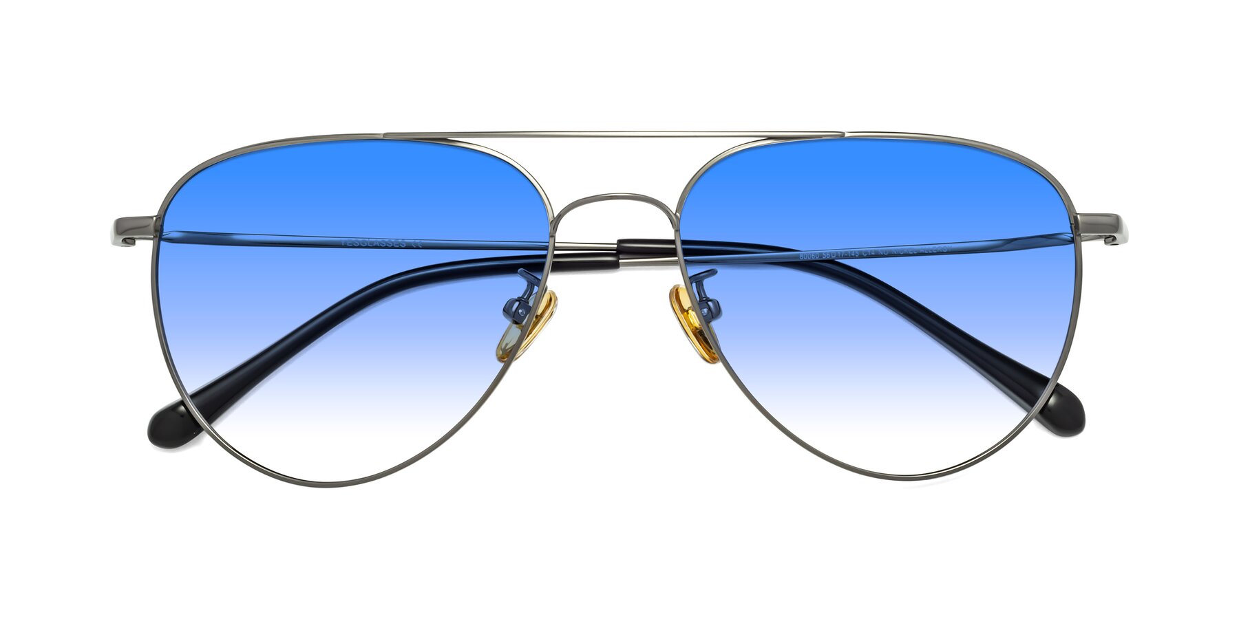Folded Front of Hindley in Gunmetal with Blue Gradient Lenses