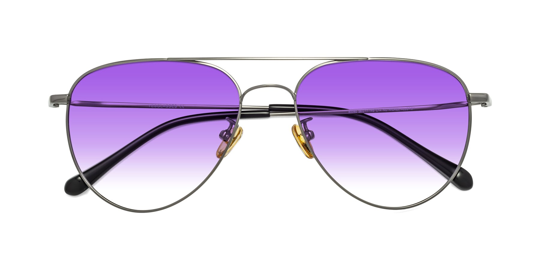 Folded Front of 80060 in Gunmetal with Purple Gradient Lenses