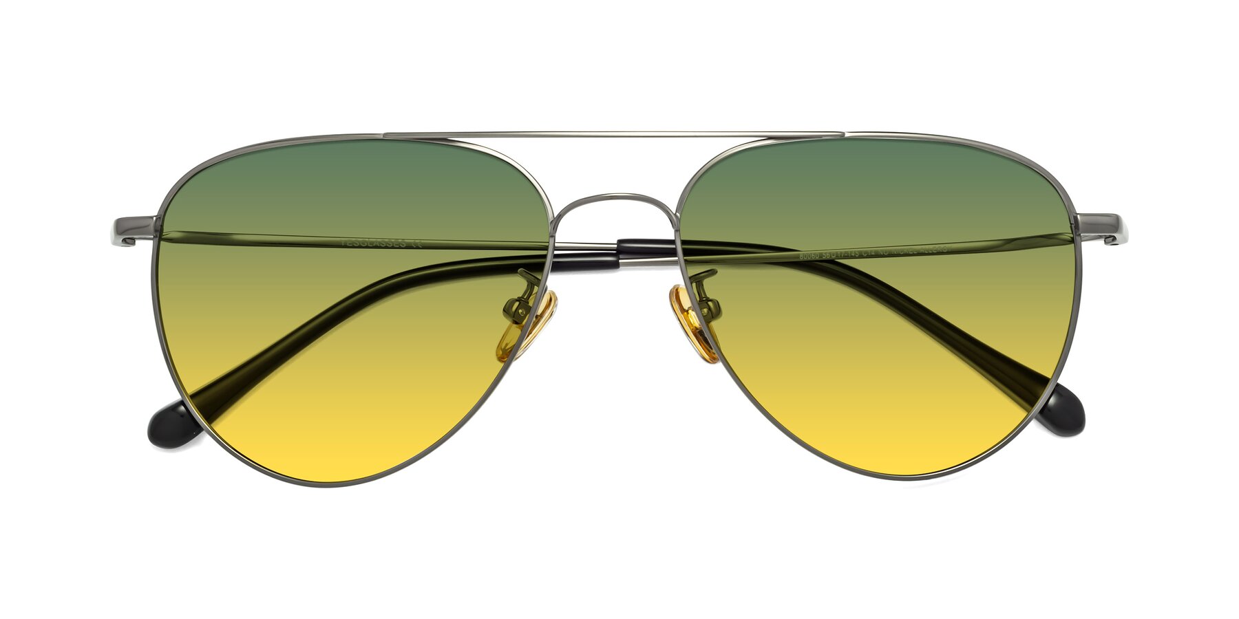 Folded Front of Hindley in Gunmetal with Green / Yellow Gradient Lenses