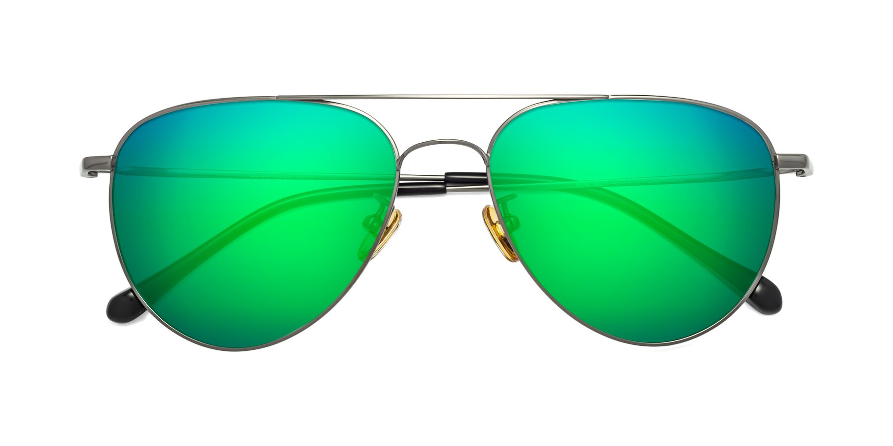 Folded Front of Hindley in Gunmetal with Green Mirrored Lenses