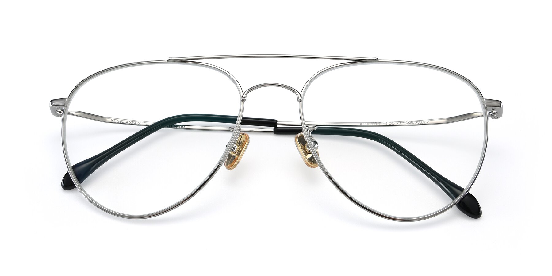 Folded Front of 80060 in Silver with Clear Eyeglass Lenses