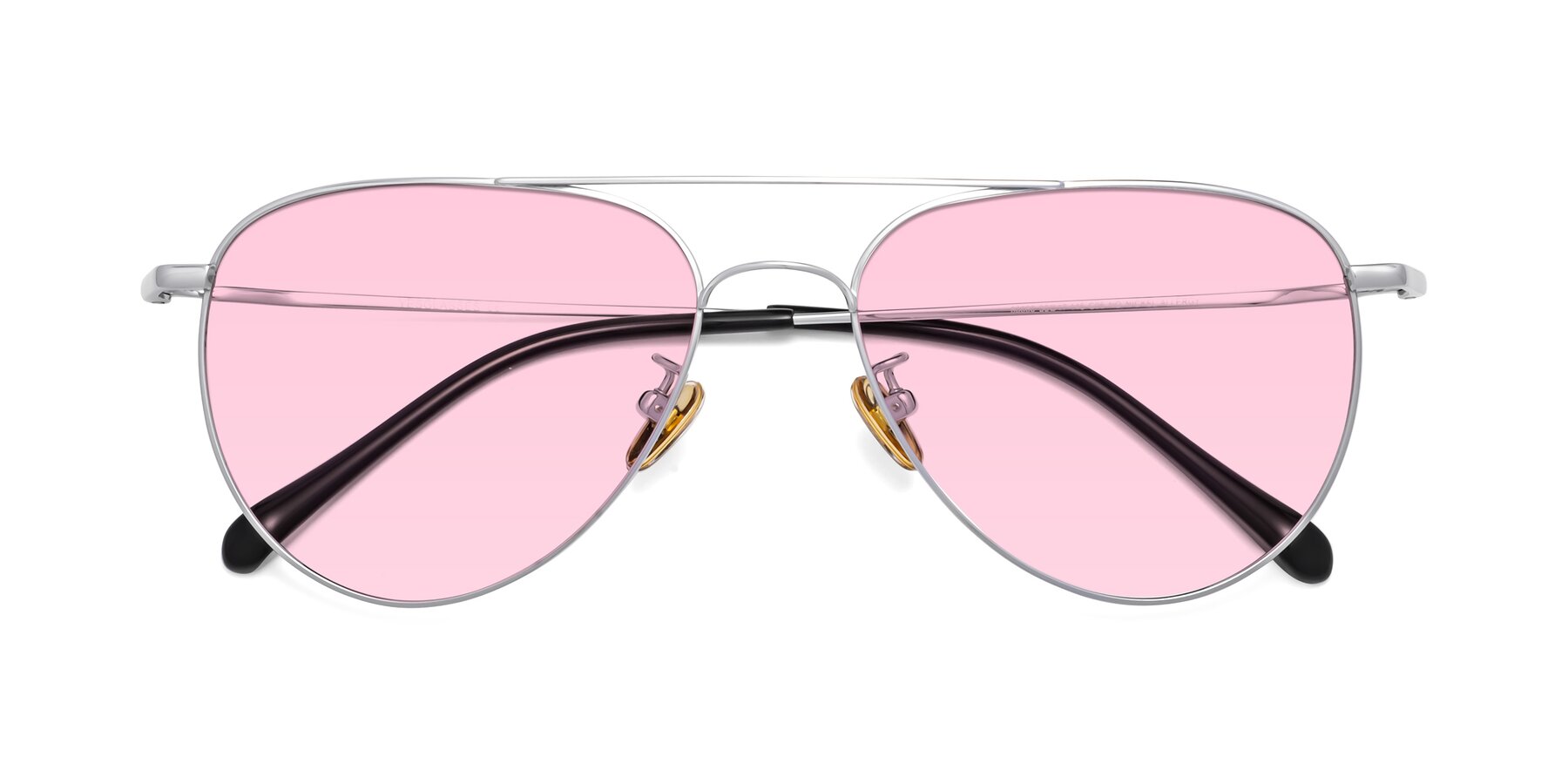Folded Front of Hindley in Silver with Light Pink Tinted Lenses