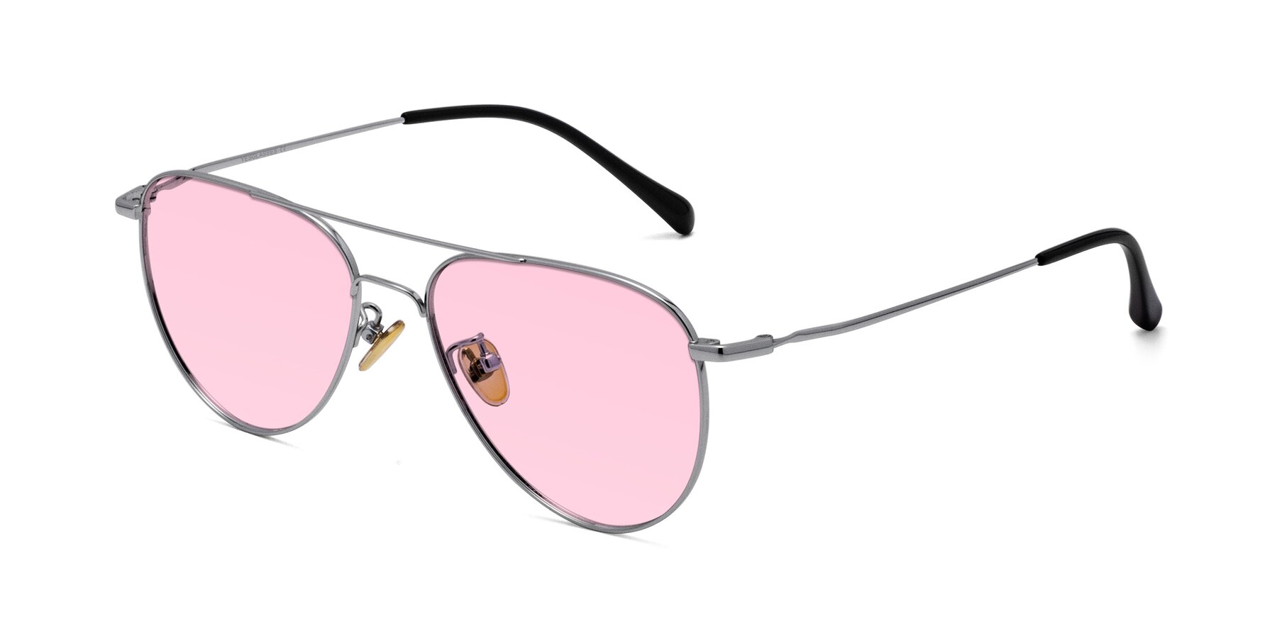 Angle of Hindley in Silver with Light Pink Tinted Lenses