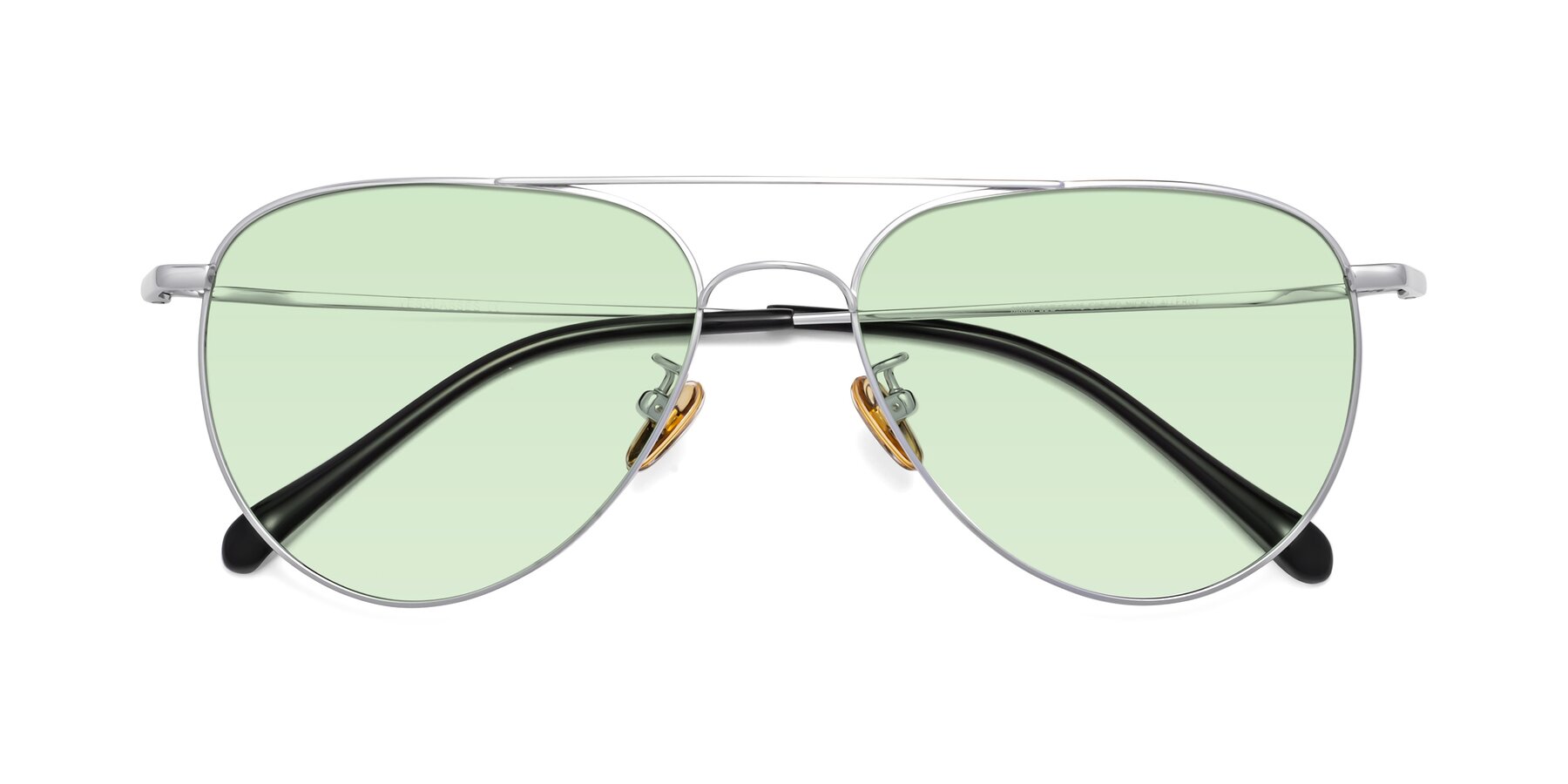 Folded Front of Hindley in Silver with Light Green Tinted Lenses