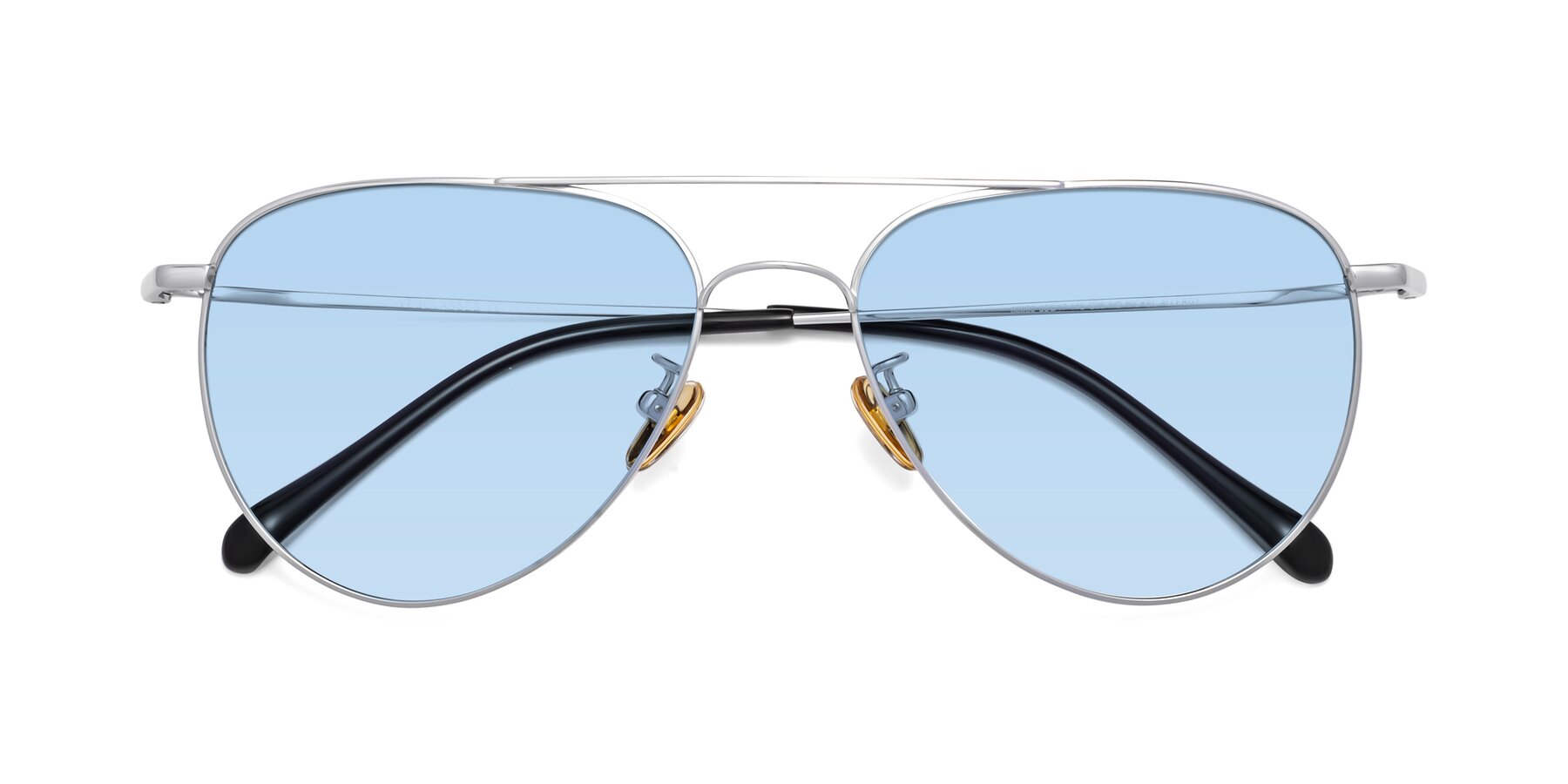 Folded Front of Hindley in Silver with Light Blue Tinted Lenses