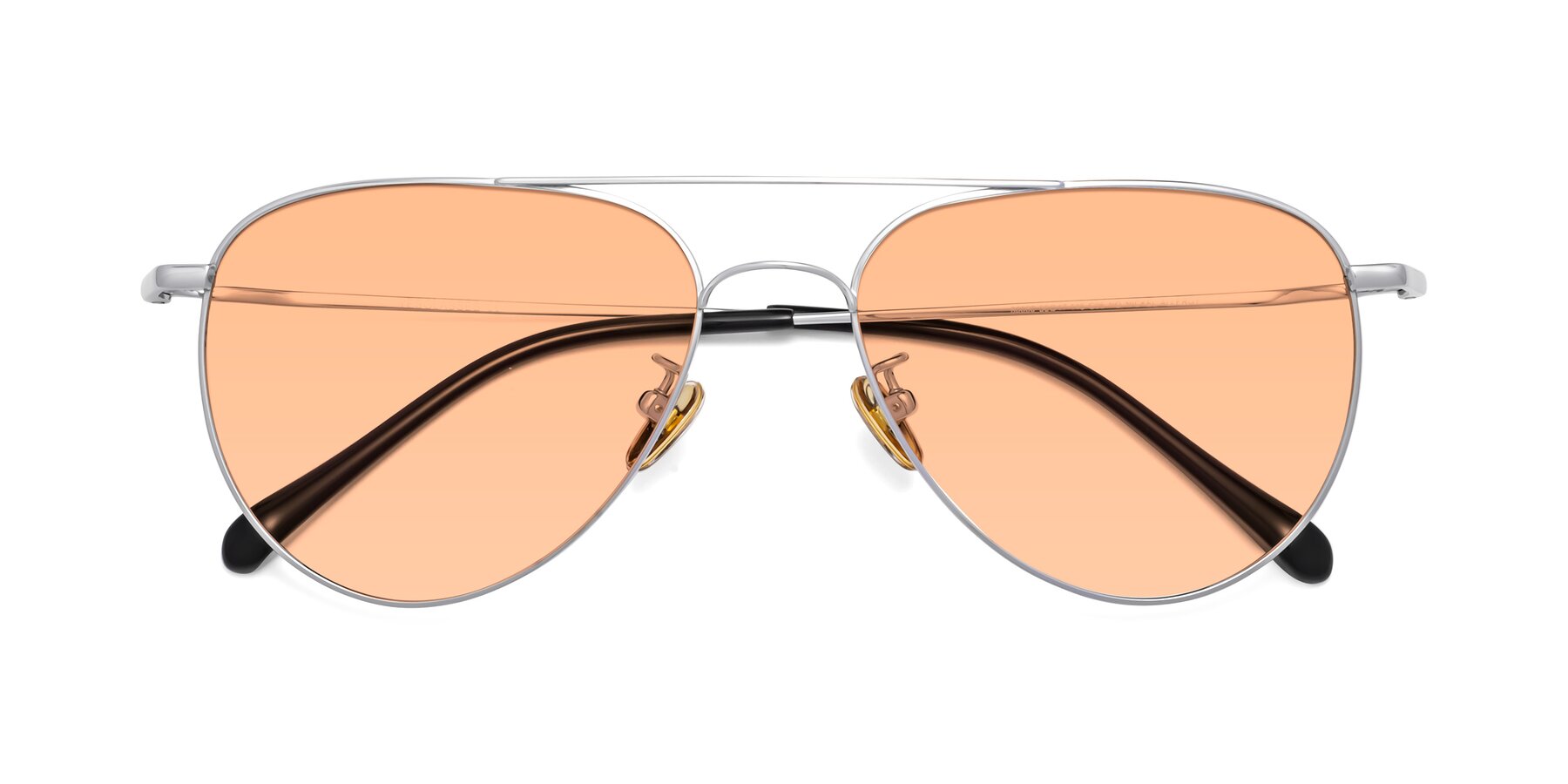 Folded Front of Hindley in Silver with Light Orange Tinted Lenses